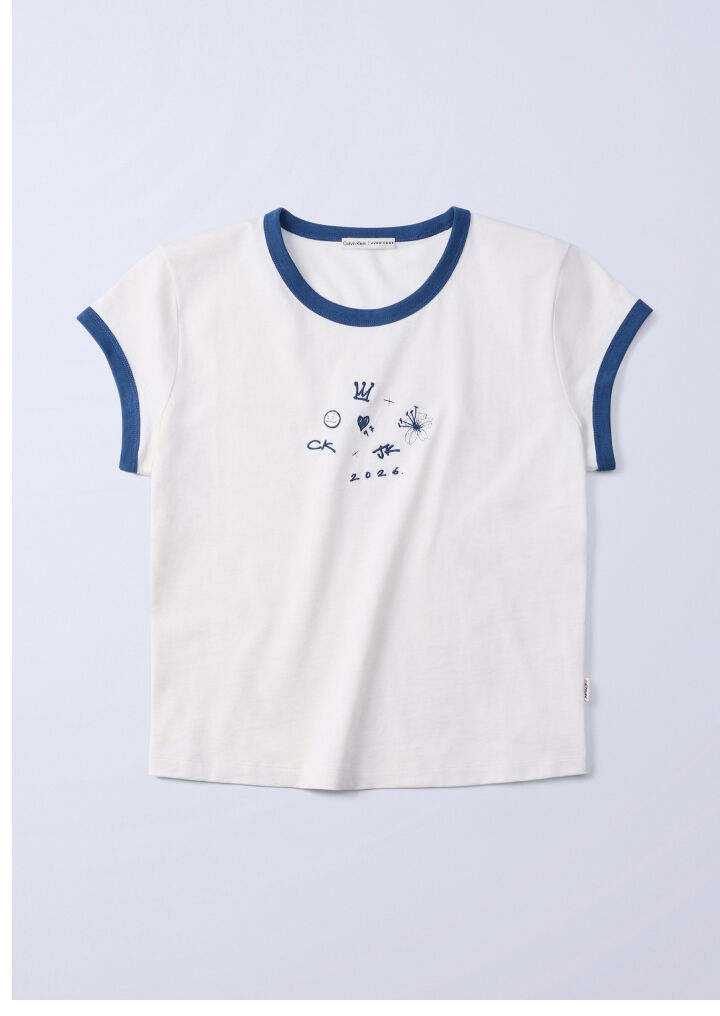 Jung Kook for Calvin Klein Icons Graphic Ringer Baby Tee 